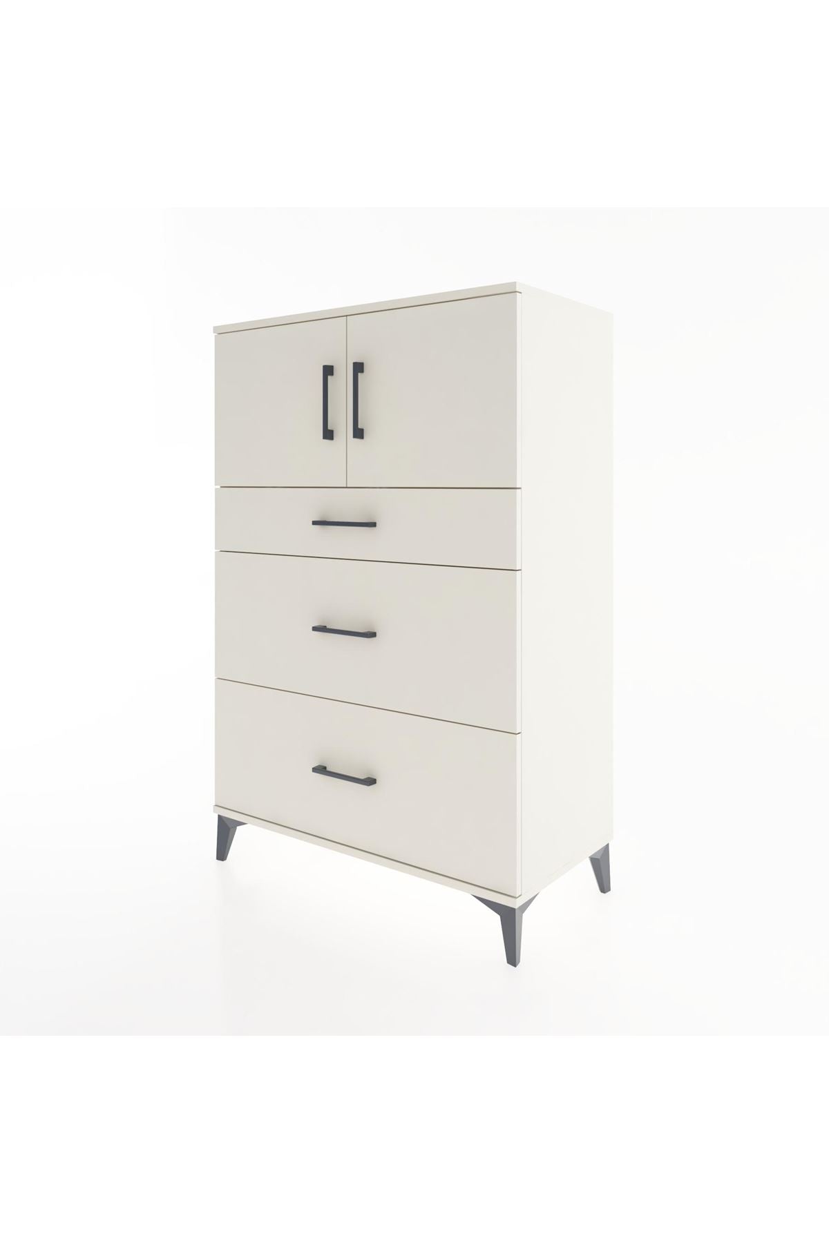 Hyperion Dolap Tek Raflı 3 Çekmeceli 2 Kapaklı 88x44x134 - S51M086V1B
