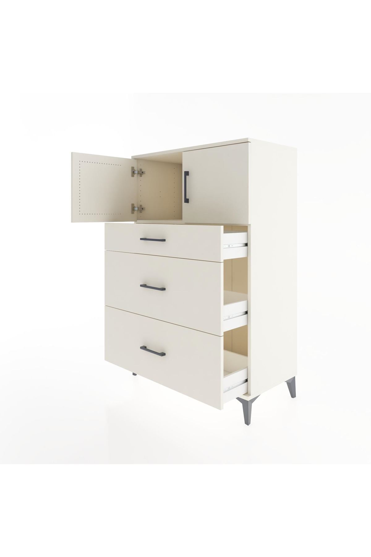 Hyperion Dolap Tek Raflı 3 Çekmeceli 2 Kapaklı 88x44x134 - S51M086V1B