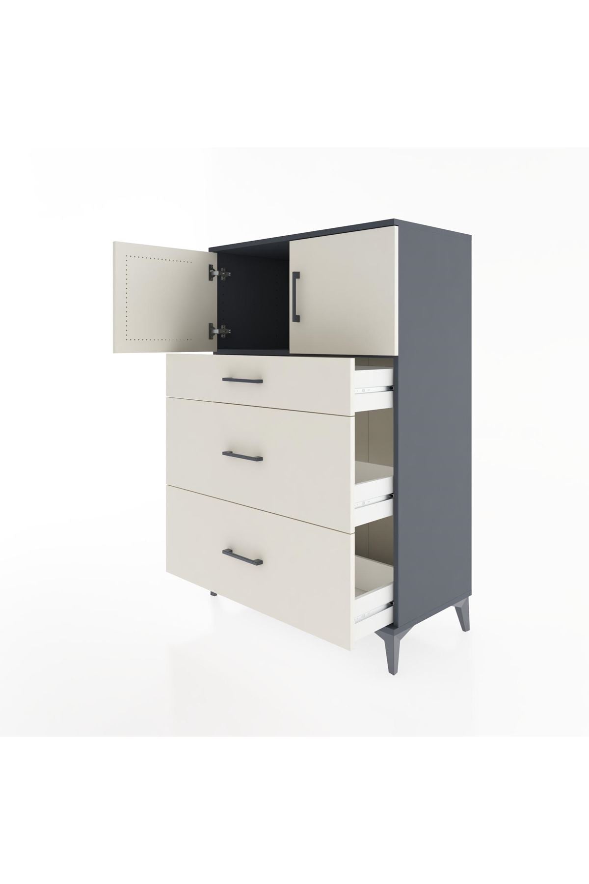 Hyperion Dolap Tek Raflı 3 Çekmeceli 2 Kapaklı 88x44x134 - S51M086V4B