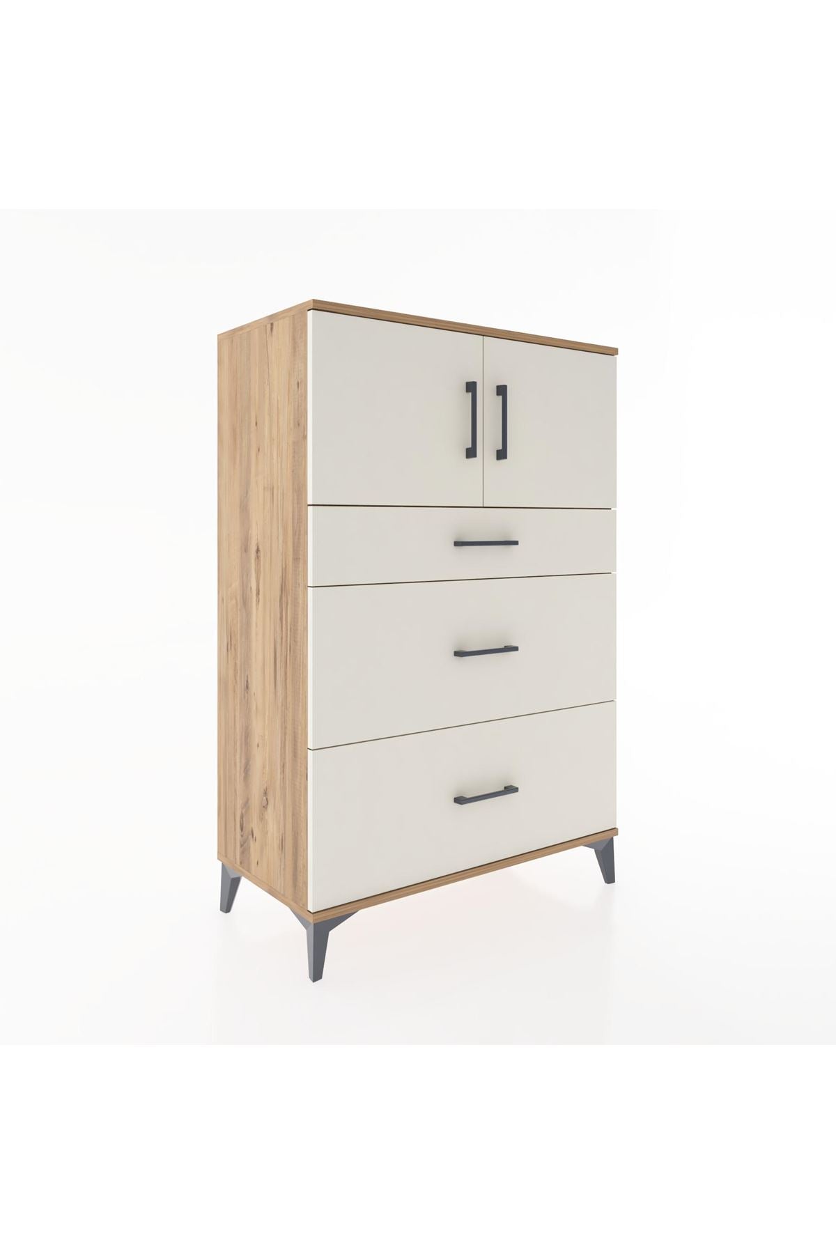 Hyperion Dolap Tek Raflı 3 Çekmeceli 2 Kapaklı 88x44x134 - S51M086V7B
