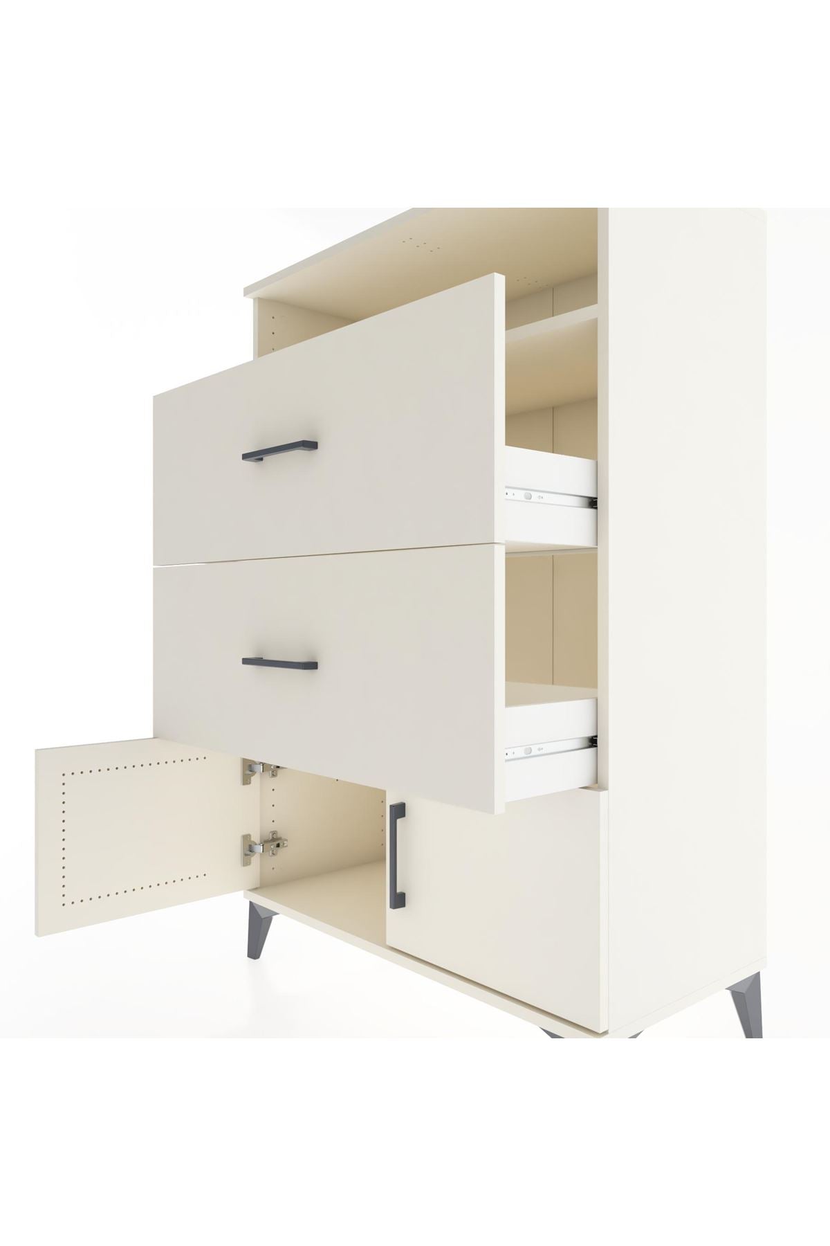 Hyperion Dolap Tek Raflı 2 Çekmeceli 2 Kapaklı 88x44x134 - S51M087V1B