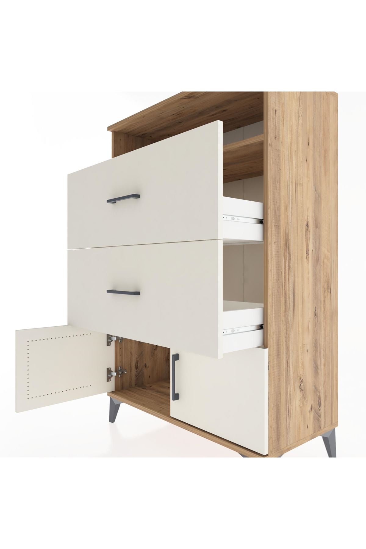 Hyperion Dolap Tek Raflı 2 Çekmeceli 2 Kapaklı 88x44x134 - S51M087V7B