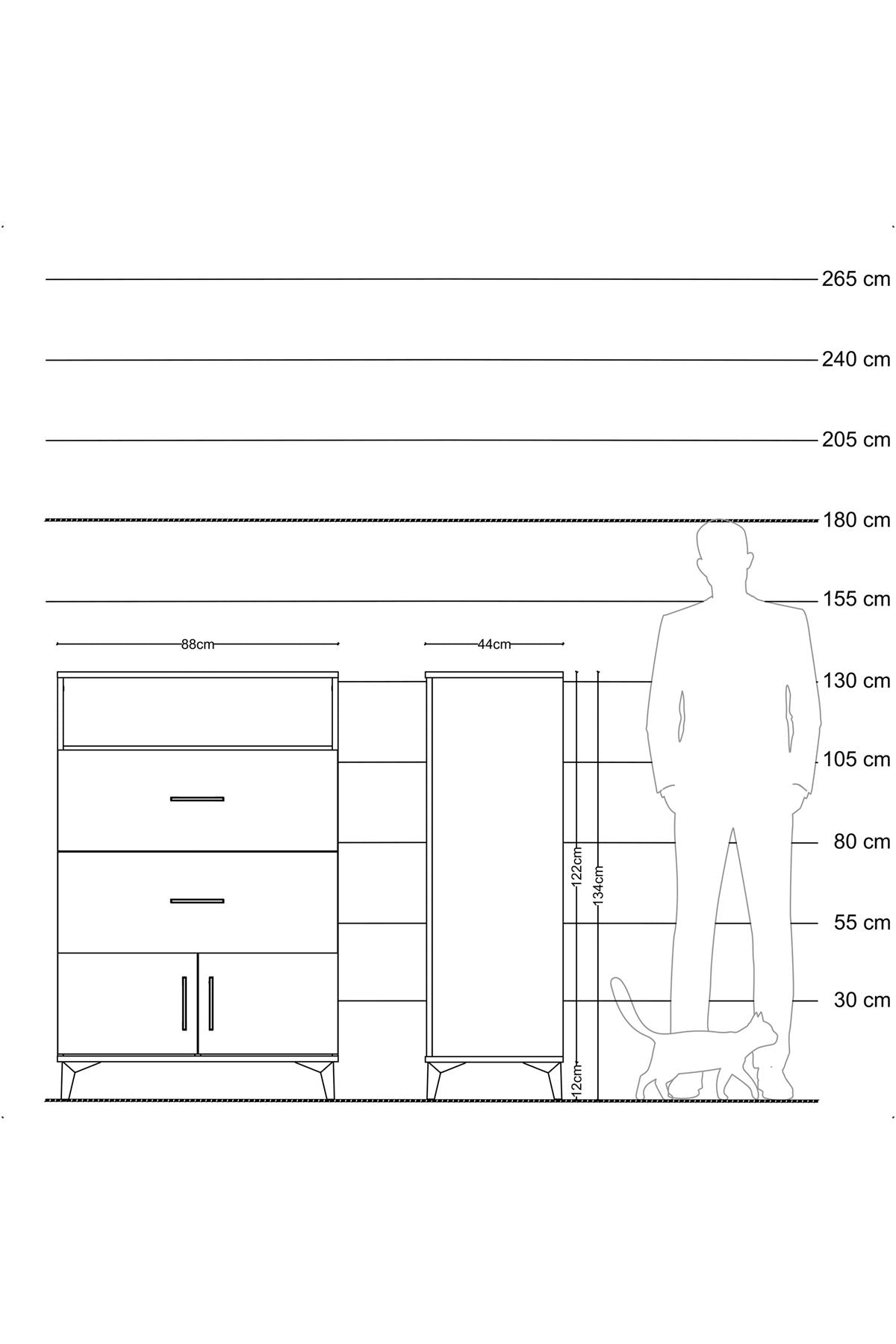 Hyperion Dolap Tek Raflı 2 Çekmeceli 2 Kapaklı 88x44x134 - S51M087V7B