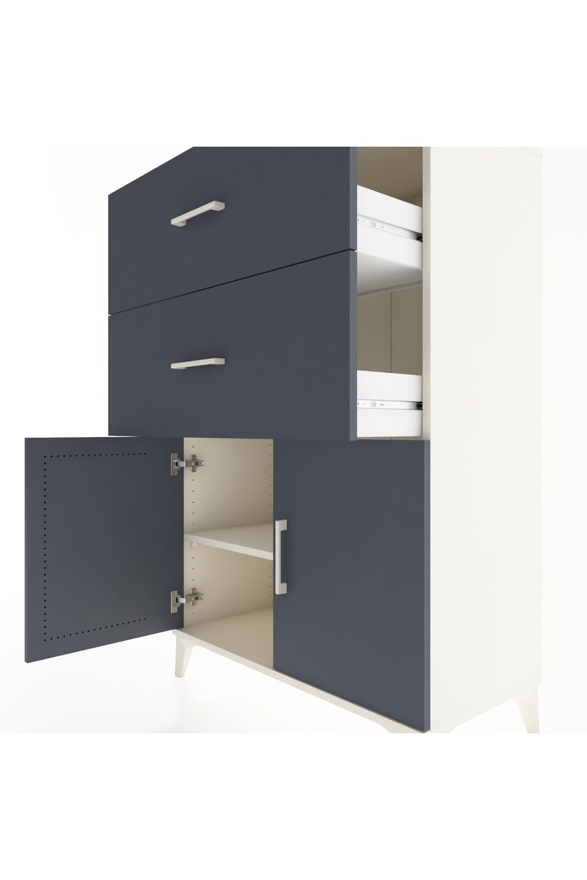 Hyperion Dolap Tek Raflı 2 Çekmeceli 2 Kapaklı 88x44x134 - S51M089V2B