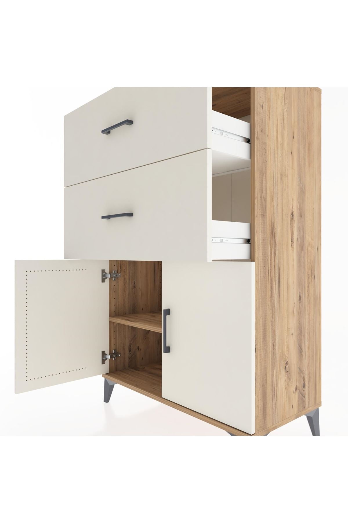 Hyperion Dolap Tek Raflı 2 Çekmeceli 2 Kapaklı 88x44x134 - S51M089V7B