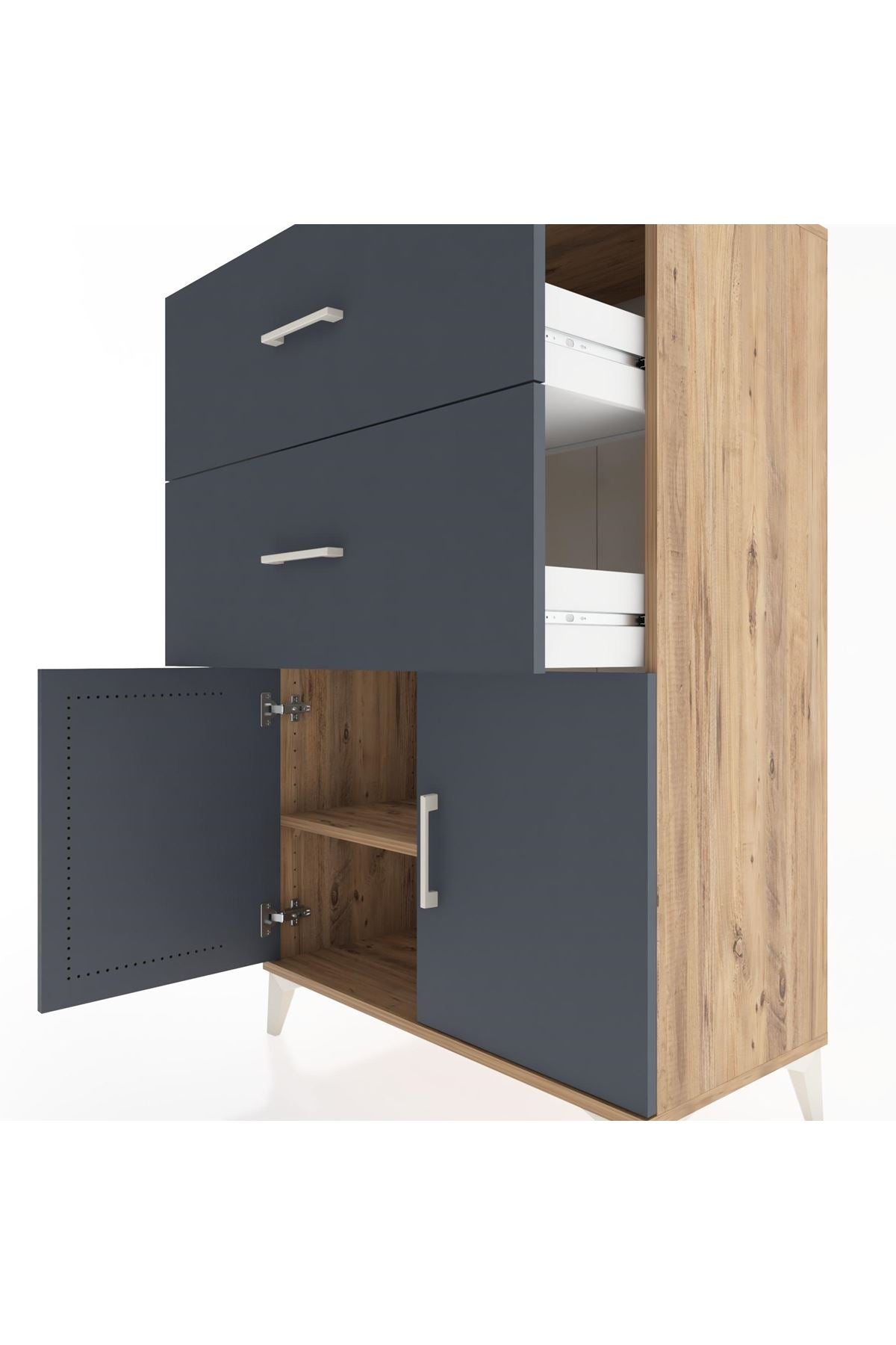 Hyperion Dolap Tek Raflı 2 Çekmeceli 2 Kapaklı 88x44x134 - S51M089V8B