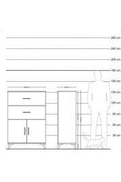 Hyperion Dolap Tek Raflı 2 Çekmeceli 2 Kapaklı 88x44x134 - S51M089V9B