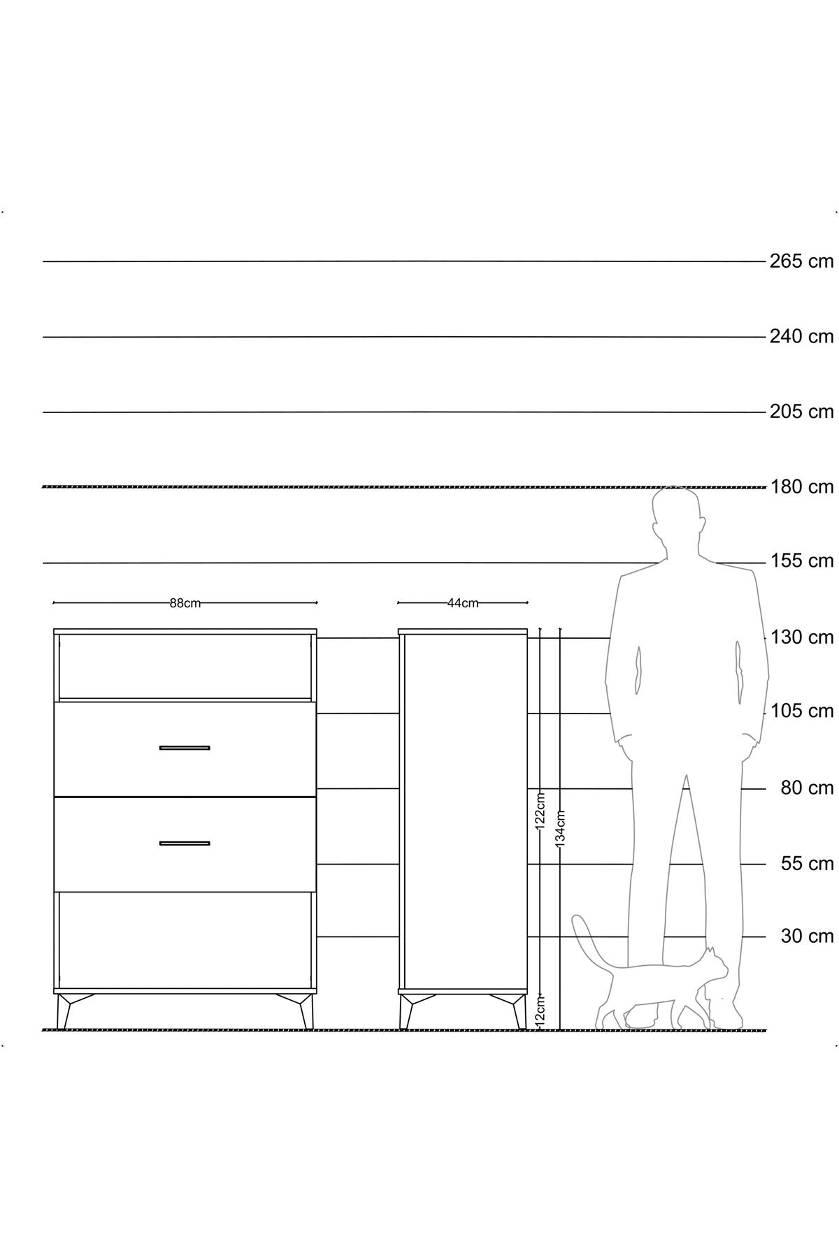 Hyperion Dolap Tek Raflı 2 Çekmeceli 88x44x134 - S51M061V2B