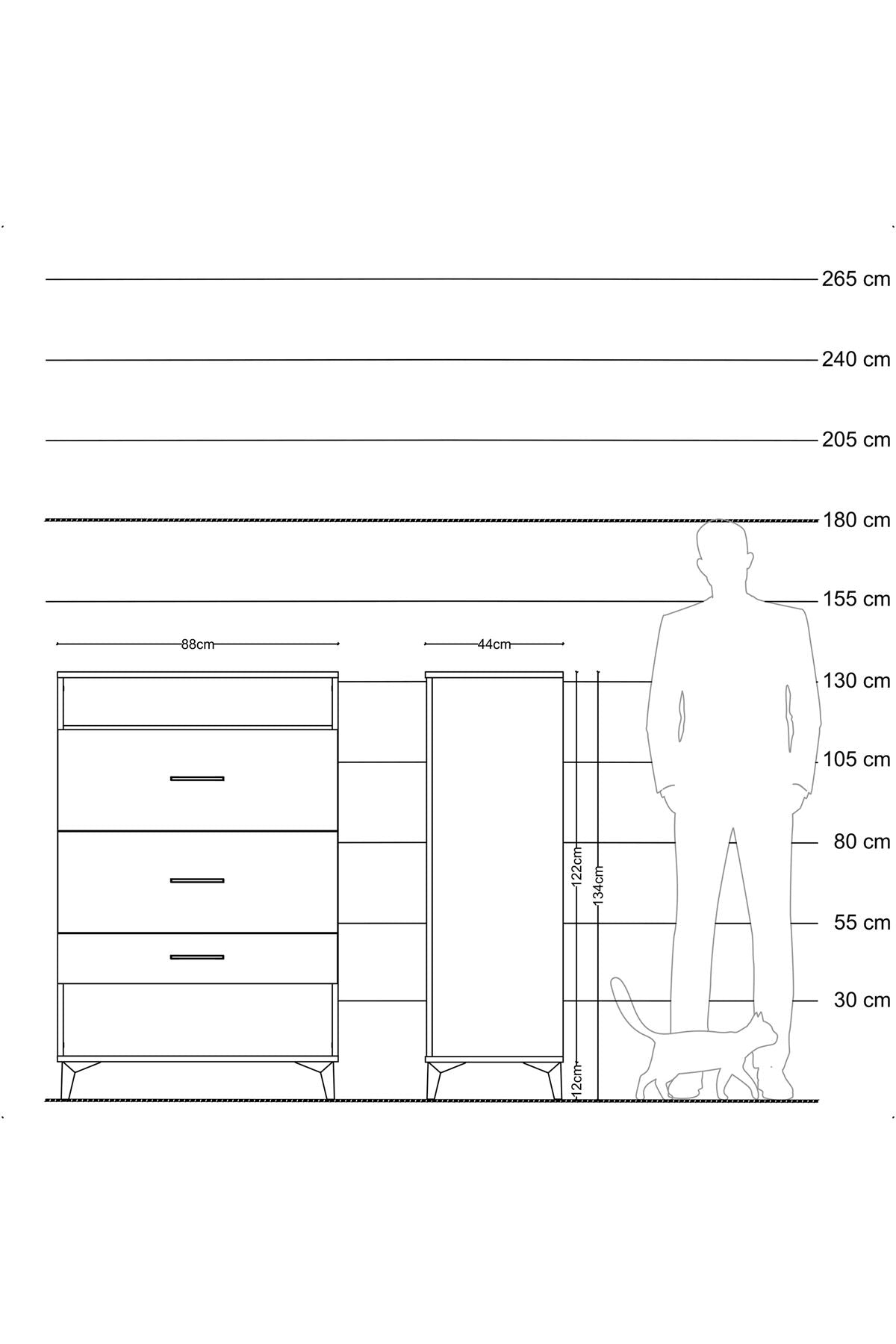 Hyperion Dolap Tek Raflı 3 Çekmeceli 88x44x134 - S51M063V9B