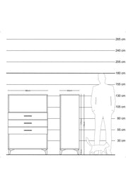 Hyperion Dolap Tek Raflı 3 Çekmeceli 88x44x134 - S51M072V7B
