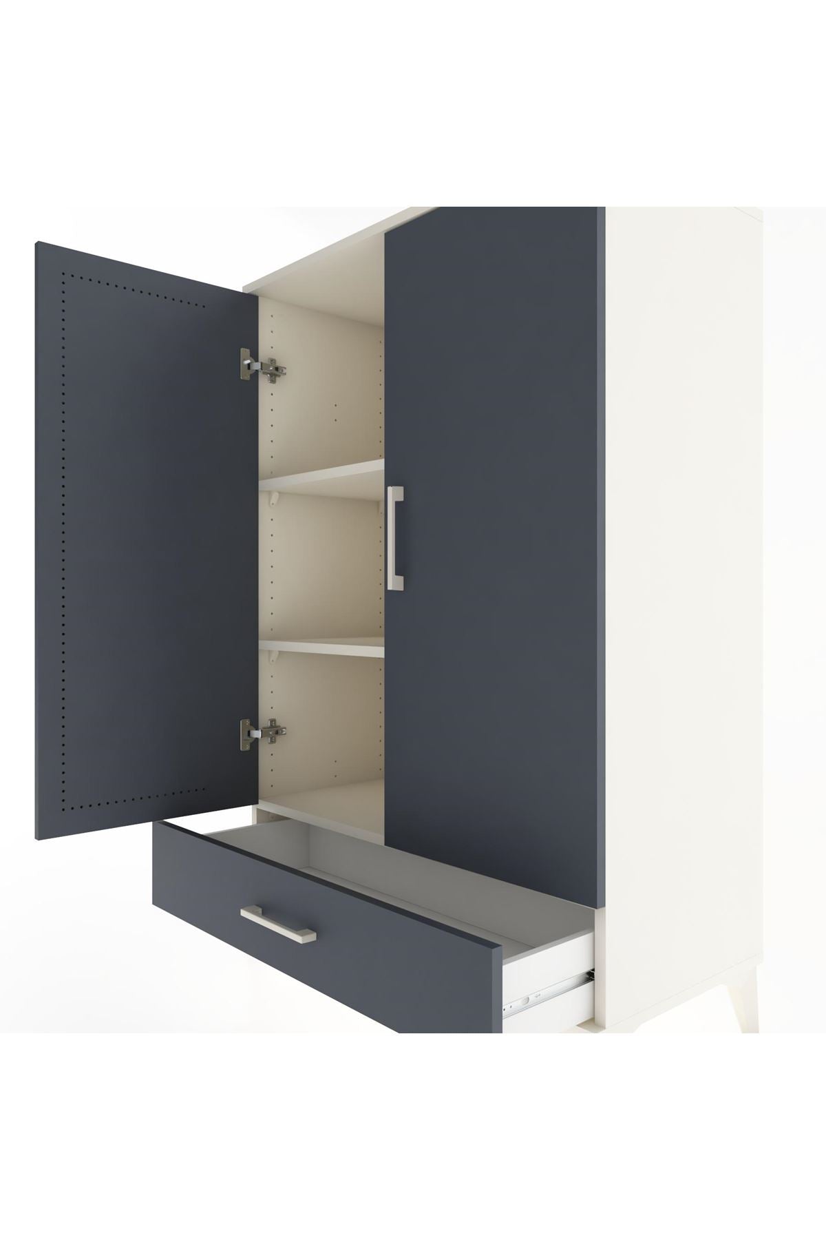 Hyperion Dolap 3 Raflı Tek Çekmeceli 2 Kapaklı 88x44x134 - S51M073V2B