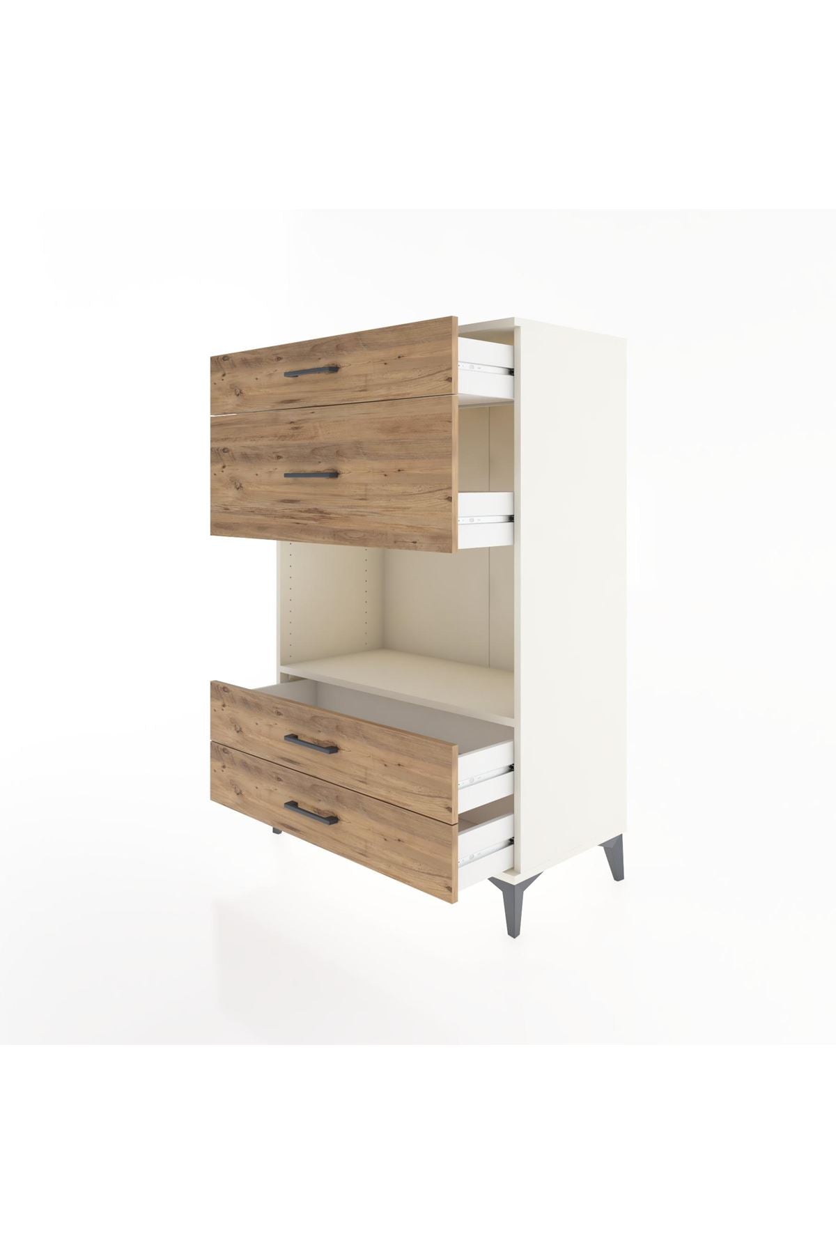 Hyperion Dolap Tek Raflı 4 Çekmeceli 88x44x134 - S51M043V3B