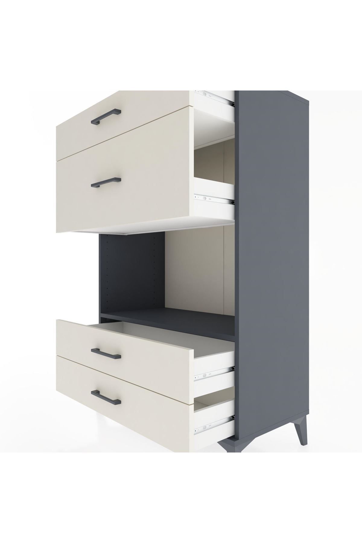 Hyperion Dolap Tek Raflı 4 Çekmeceli 88x44x134 - S51M043V4B