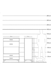 Hyperion Dolap Tek Raflı 4 Çekmeceli 88x44x134 - S51M043V6B