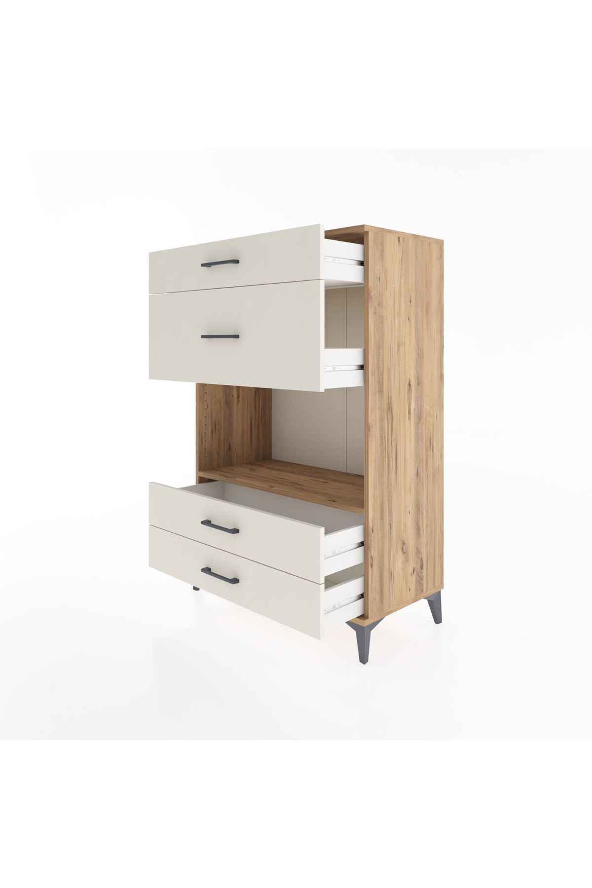 Hyperion Dolap Tek Raflı 4 Çekmeceli 88x44x134 - S51M043V7B