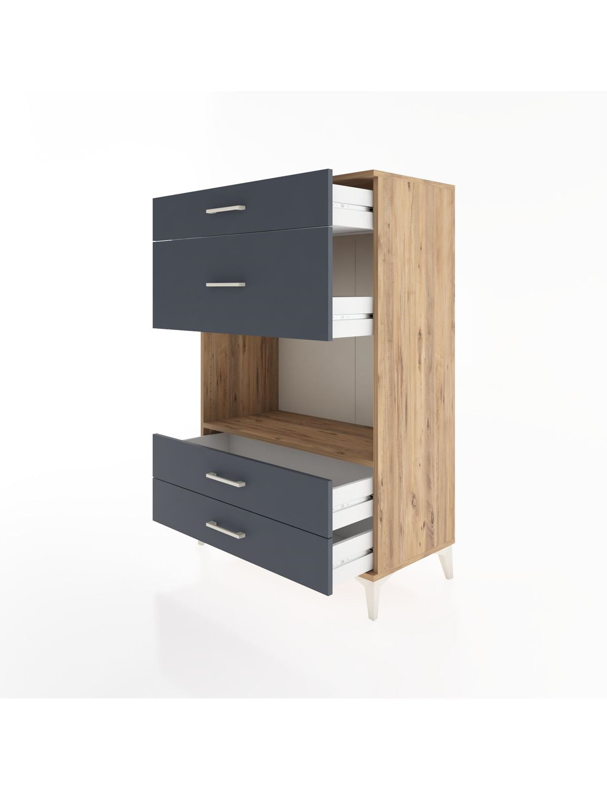 Hyperion Dolap Tek Raflı 4 Çekmeceli 88x44x134 - S51M043V8B