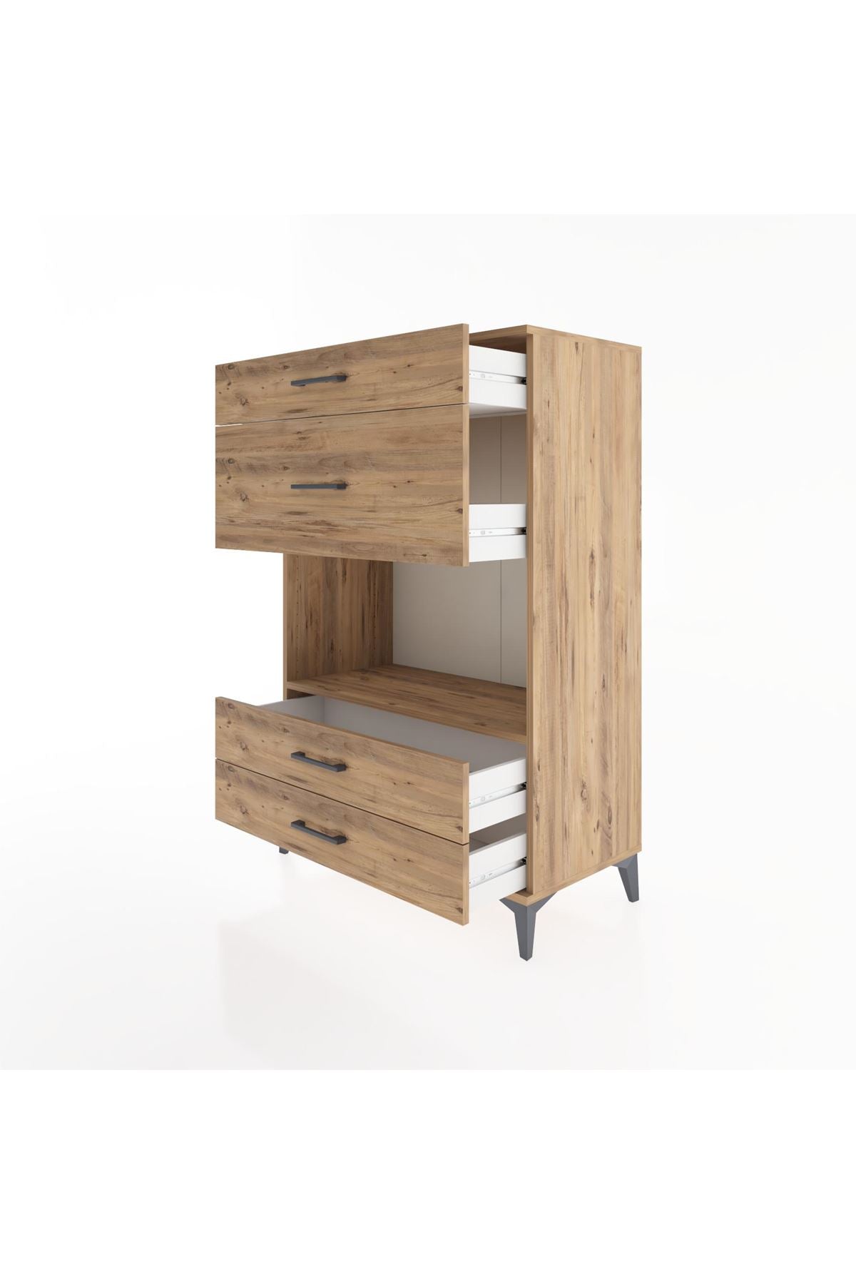 Hyperion Dolap Tek Raflı 4 Çekmeceli 88x44x134 - S51M043V9B