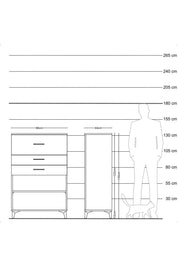 Hyperion Dolap Tek Raflı 3 Çekmeceli 88x44x134 - S51M046V2B