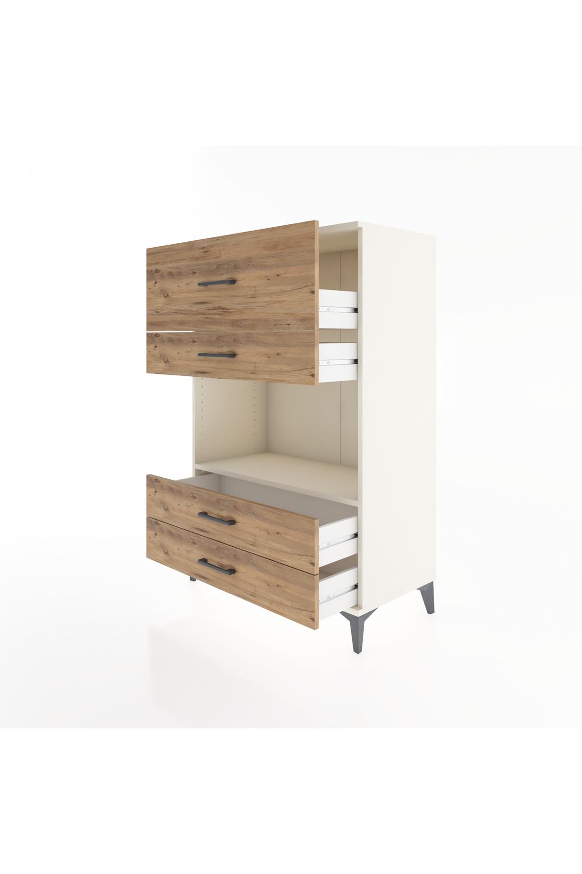 Hyperion Dolap Tek Raflı 4 Çekmeceli 88x44x134 - S51M050V3B