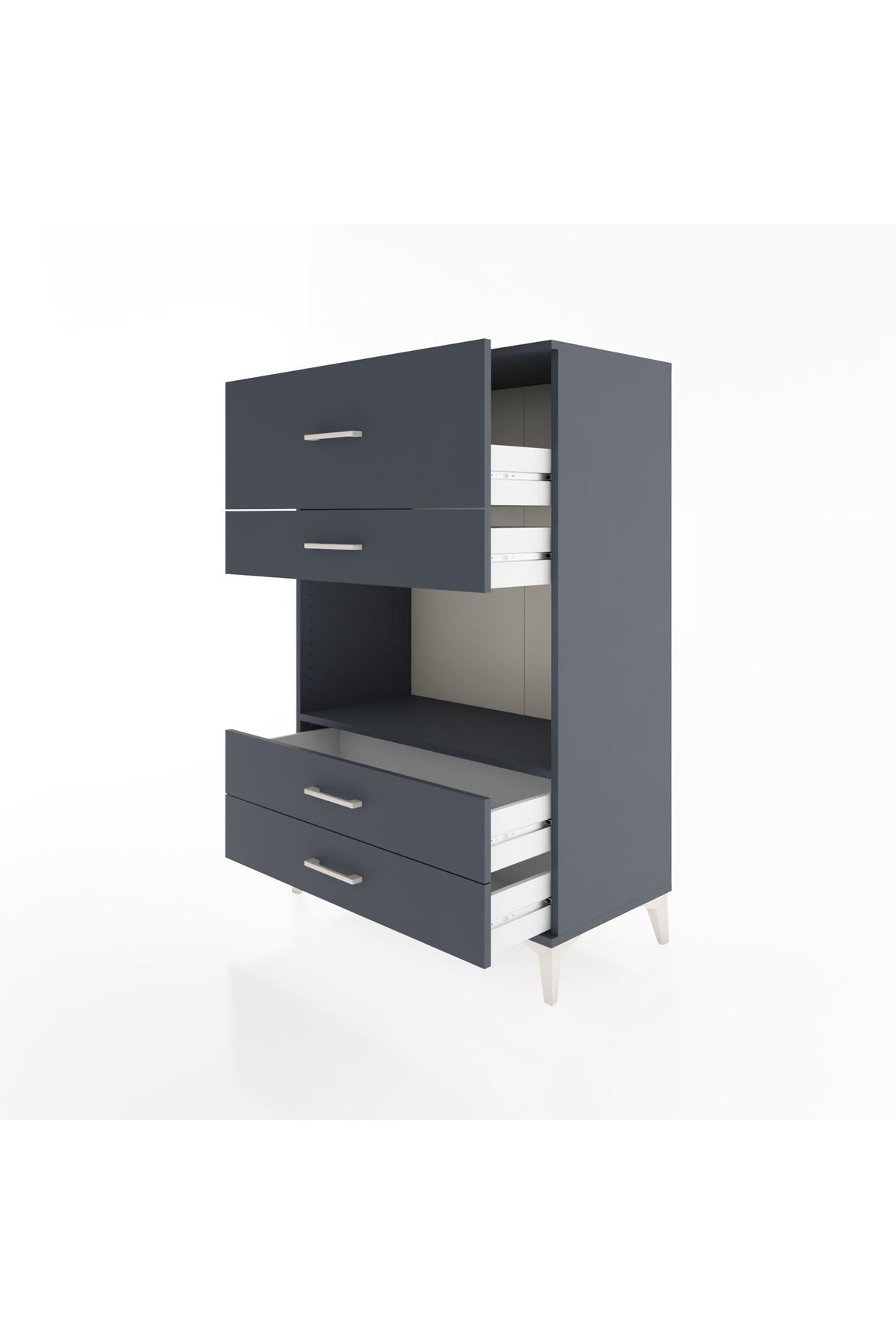Hyperion Dolap Tek Raflı 4 Çekmeceli 88x44x134 - S51M050V5B