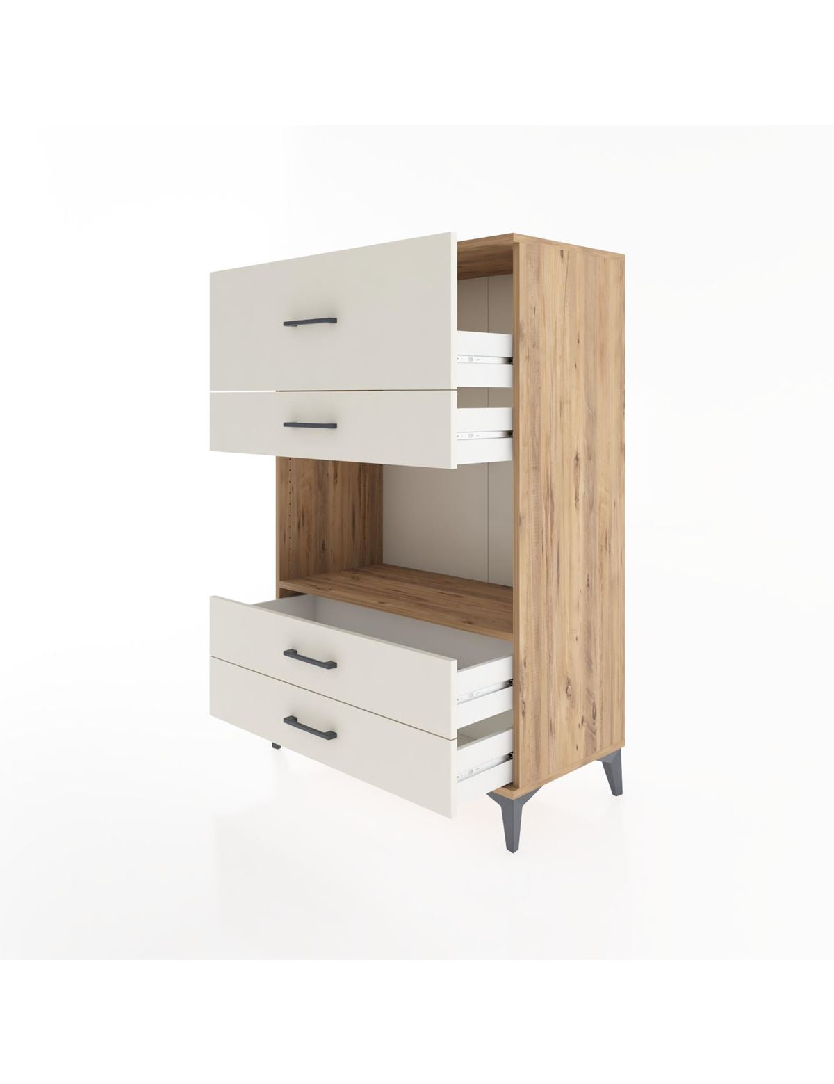 Hyperion Dolap Tek Raflı 4 Çekmeceli 88x44x134 - S51M050V7B