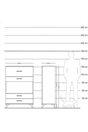 Hyperion Dolap Tek Raflı 4 Çekmeceli 88x44x134 - S51M050V9B