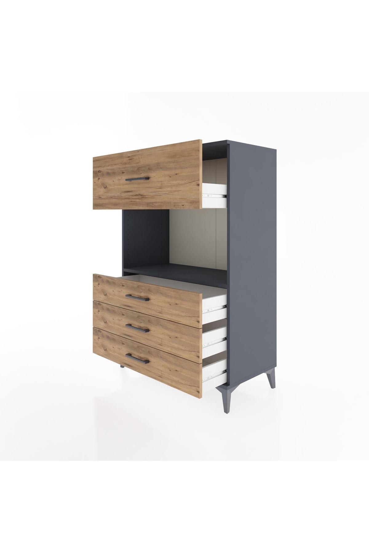 Hyperion Dolap Tek Raflı 4 Çekmeceli 88x44x134 - S51M051V6B