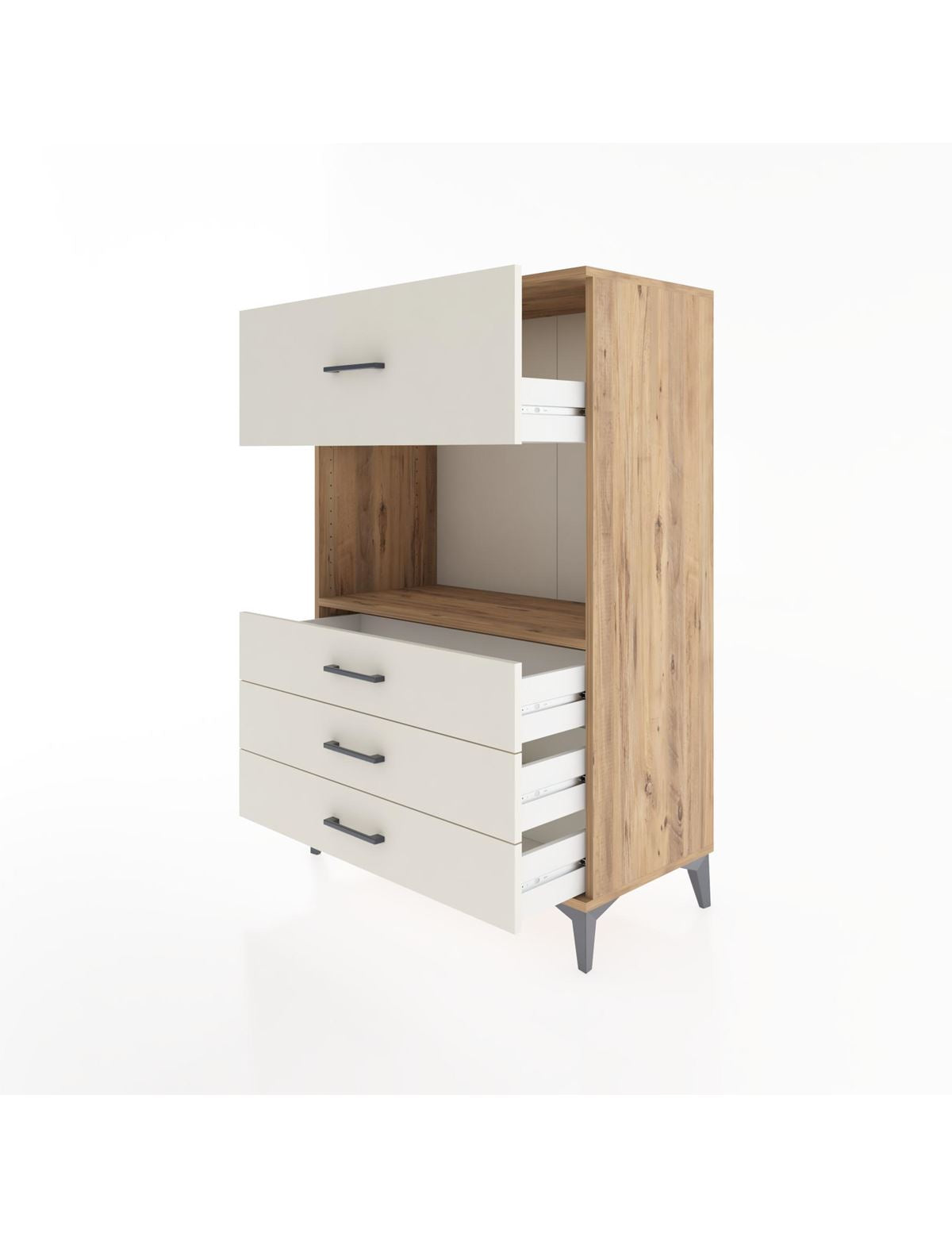 Hyperion Dolap Tek Raflı 4 Çekmeceli 88x44x134 - S51M051V7B