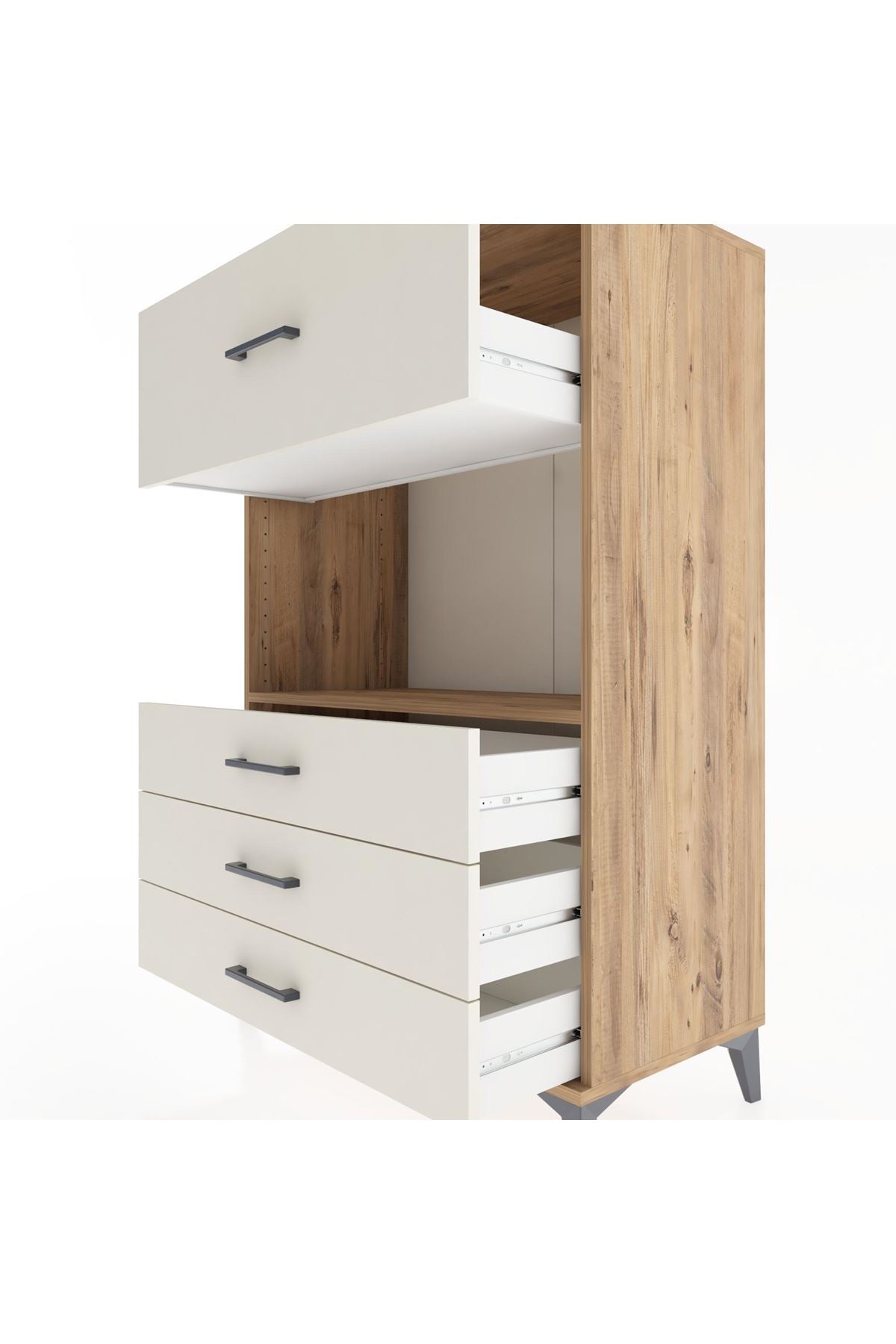 Hyperion Dolap Tek Raflı 4 Çekmeceli 88x44x134 - S51M051V7B