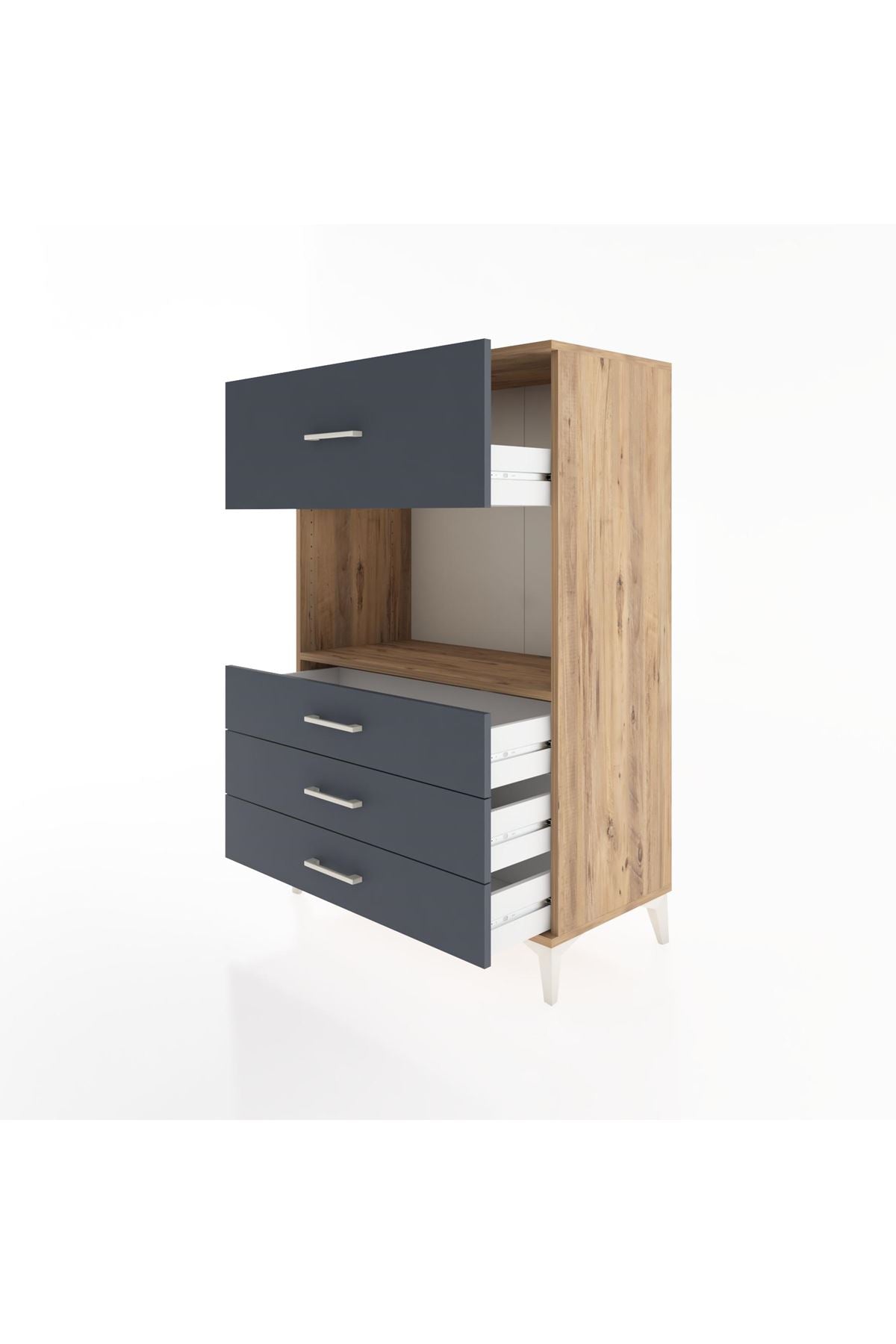 Hyperion Dolap Tek Raflı 4 Çekmeceli 88x44x134 - S51M051V8B