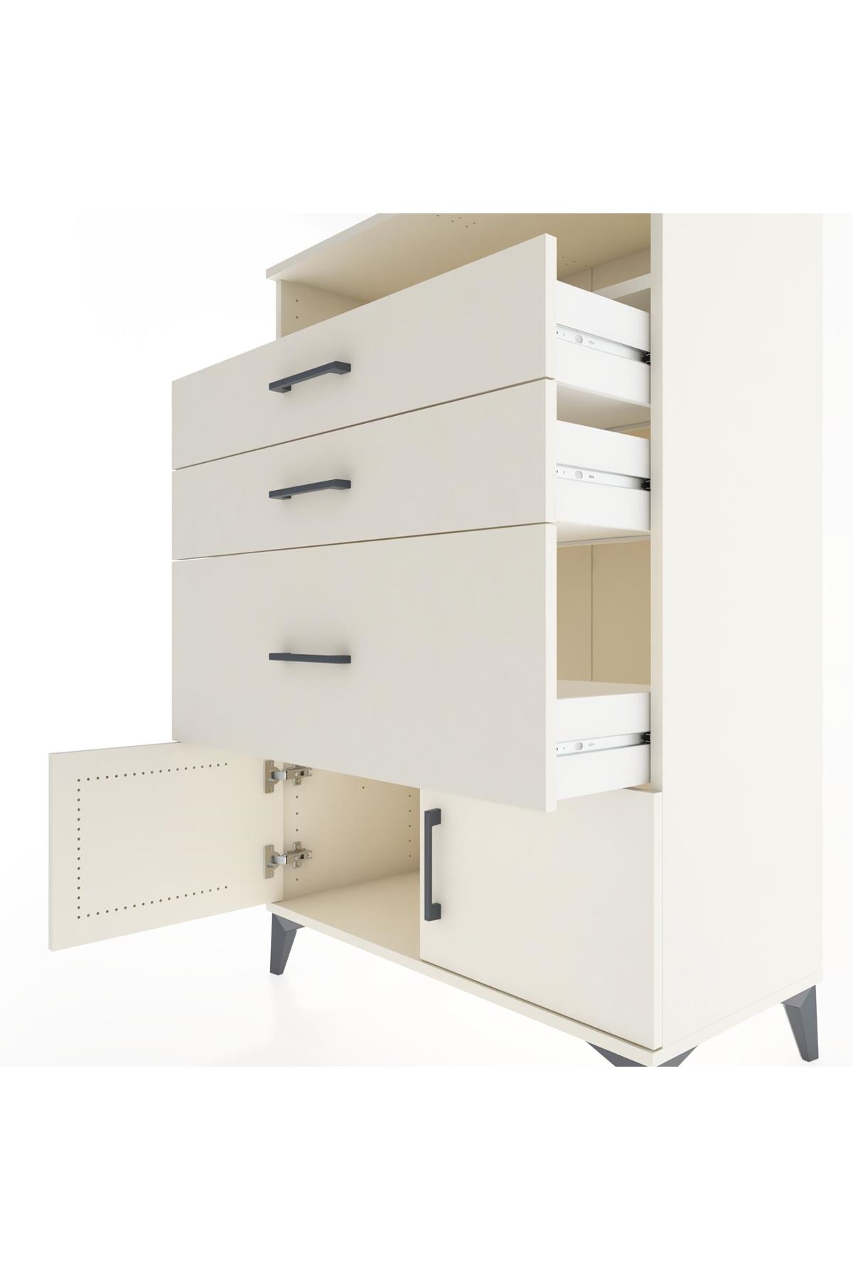 Hyperion Dolap Tek Raflı 3 Çekmeceli 2 Kapaklı 88x44x134 - S51M019V1B