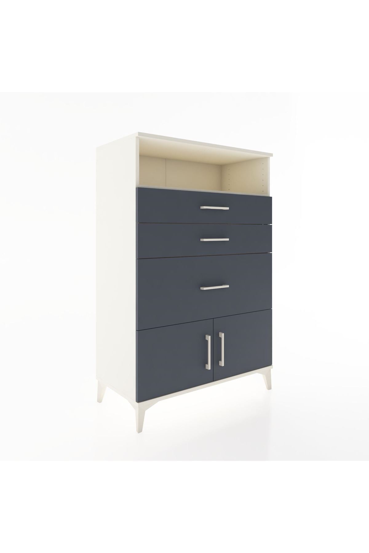 Hyperion Dolap Tek Raflı 3 Çekmeceli 2 Kapaklı 88x44x134 - S51M019V2B