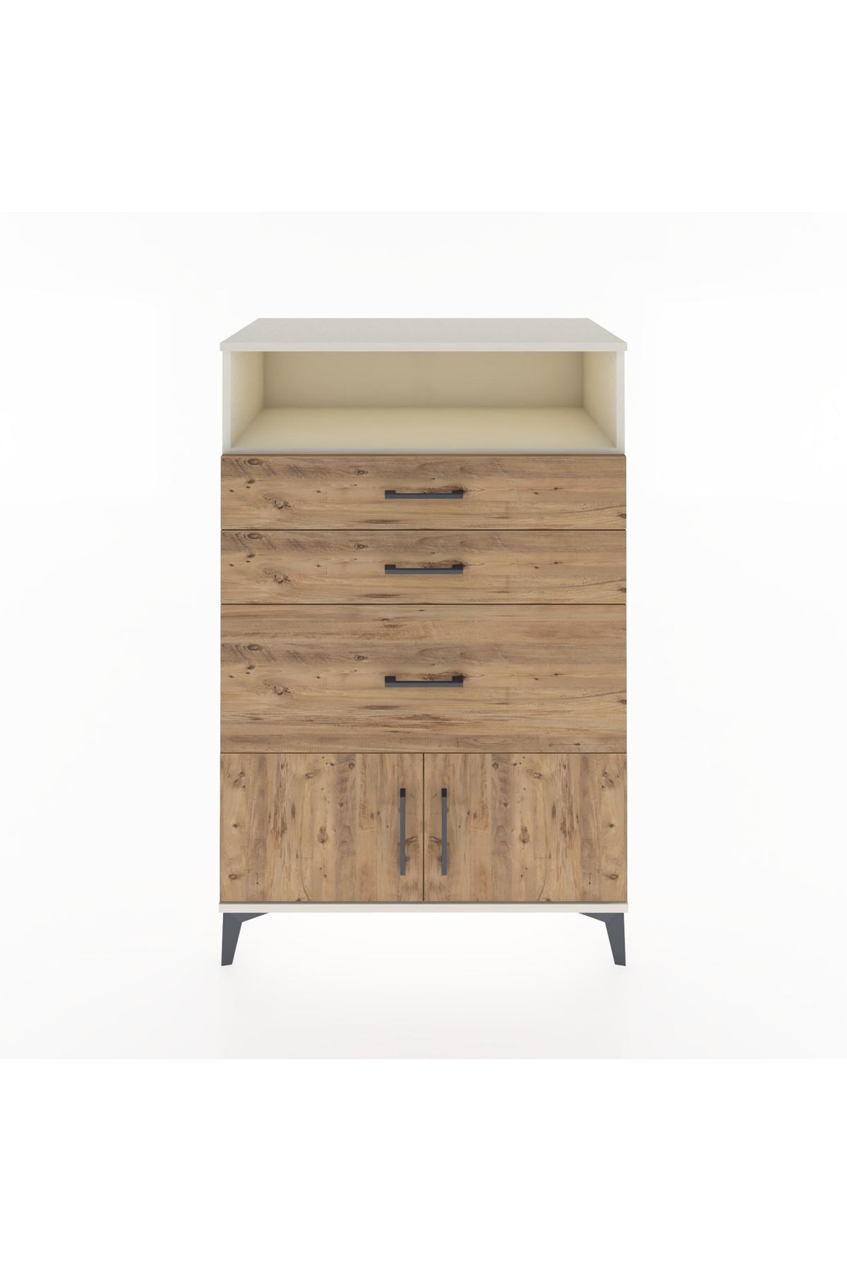 Hyperion Dolap Tek Raflı 3 Çekmeceli 2 Kapaklı 88x44x134 - S51M019V3B