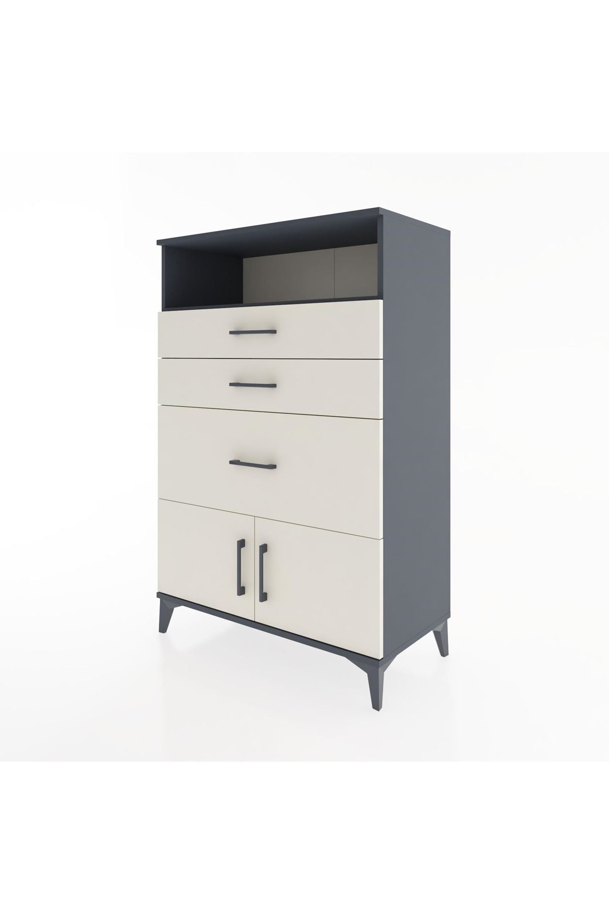 Hyperion Dolap Tek Raflı 3 Çekmeceli 2 Kapaklı 88x44x134 - S51M019V4B