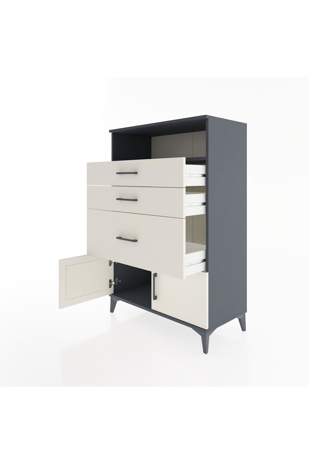 Hyperion Dolap Tek Raflı 3 Çekmeceli 2 Kapaklı 88x44x134 - S51M019V4B