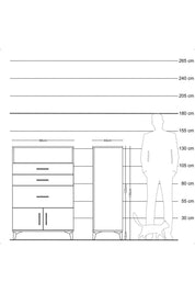 Hyperion Dolap Tek Raflı 3 Çekmeceli 2 Kapaklı 88x44x134 - S51M019V5B