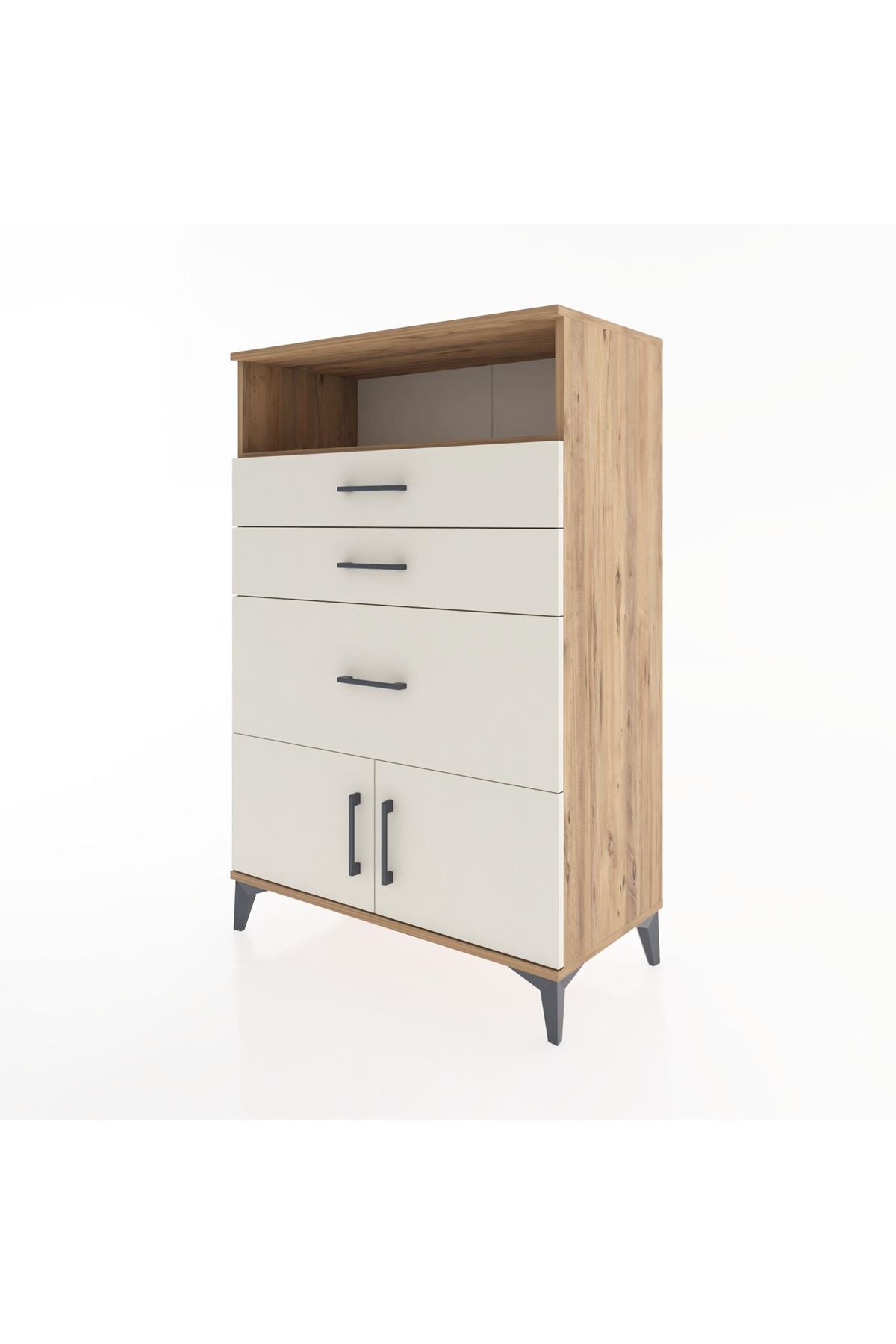 Hyperion Dolap Tek Raflı 3 Çekmeceli 2 Kapaklı 88x44x134 - S51M019V7B