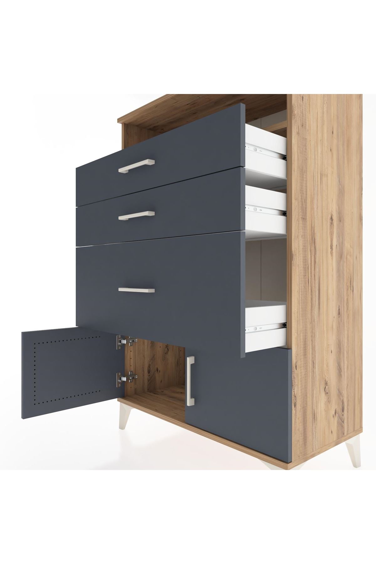 Hyperion Dolap Tek Raflı 3 Çekmeceli 2 Kapaklı 88x44x134 - S51M019V8B