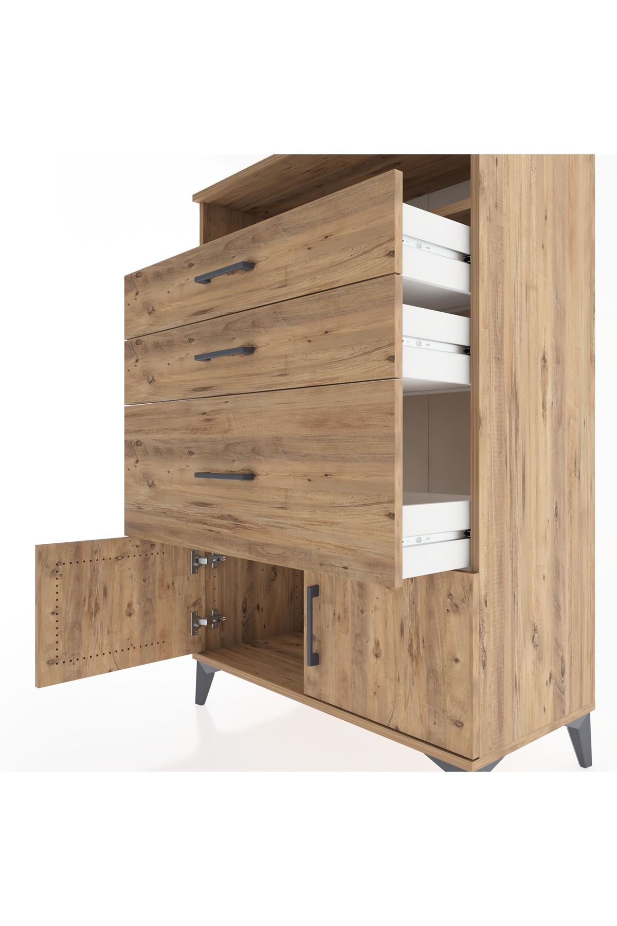 Hyperion Dolap Tek Raflı 3 Çekmeceli 2 Kapaklı 88x44x134 - S51M019V9B
