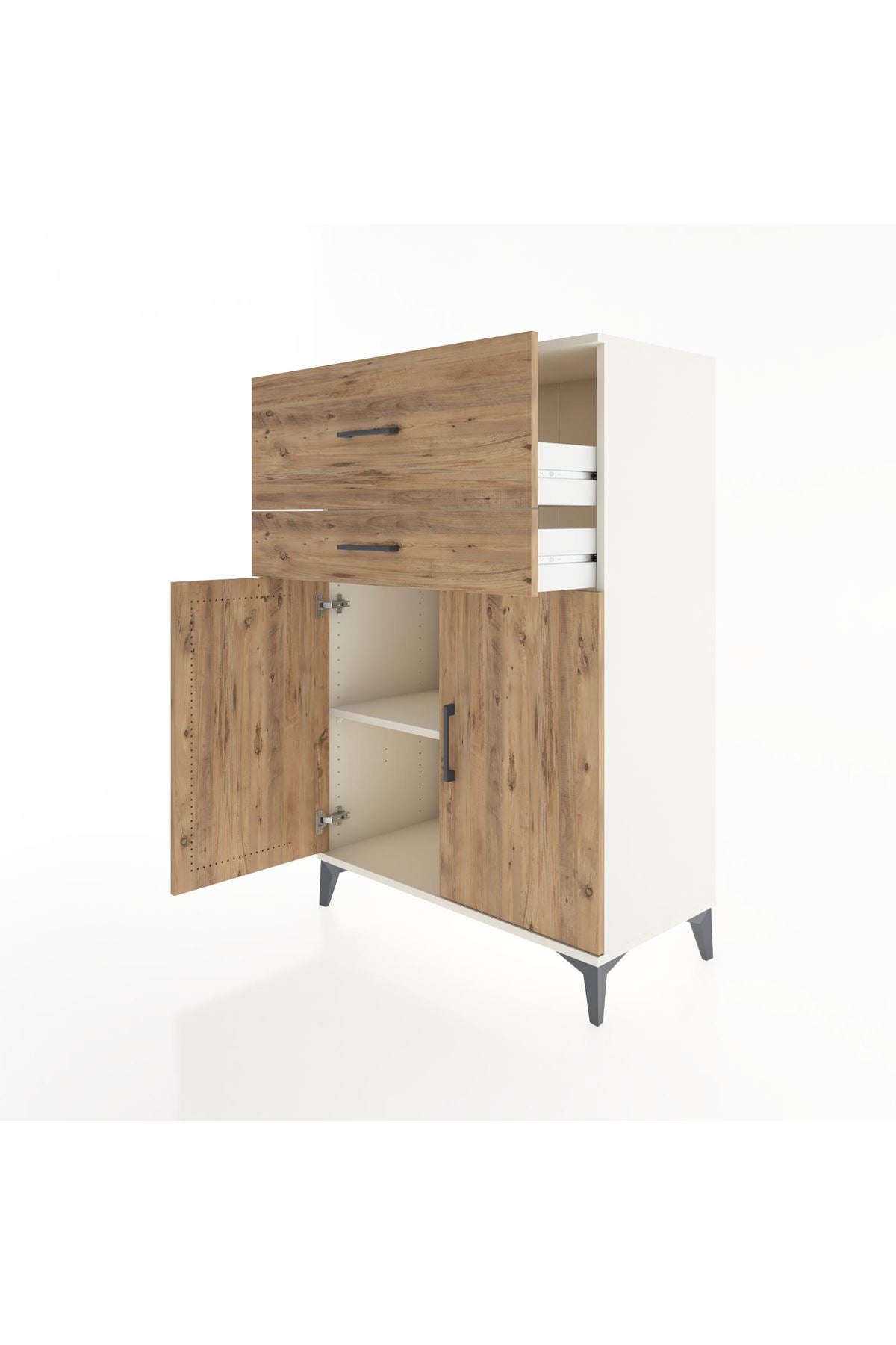 Hyperion Dolap Tek Raflı 2 Çekmeceli 2 Kapaklı 88x44x134 - S51M023V3B
