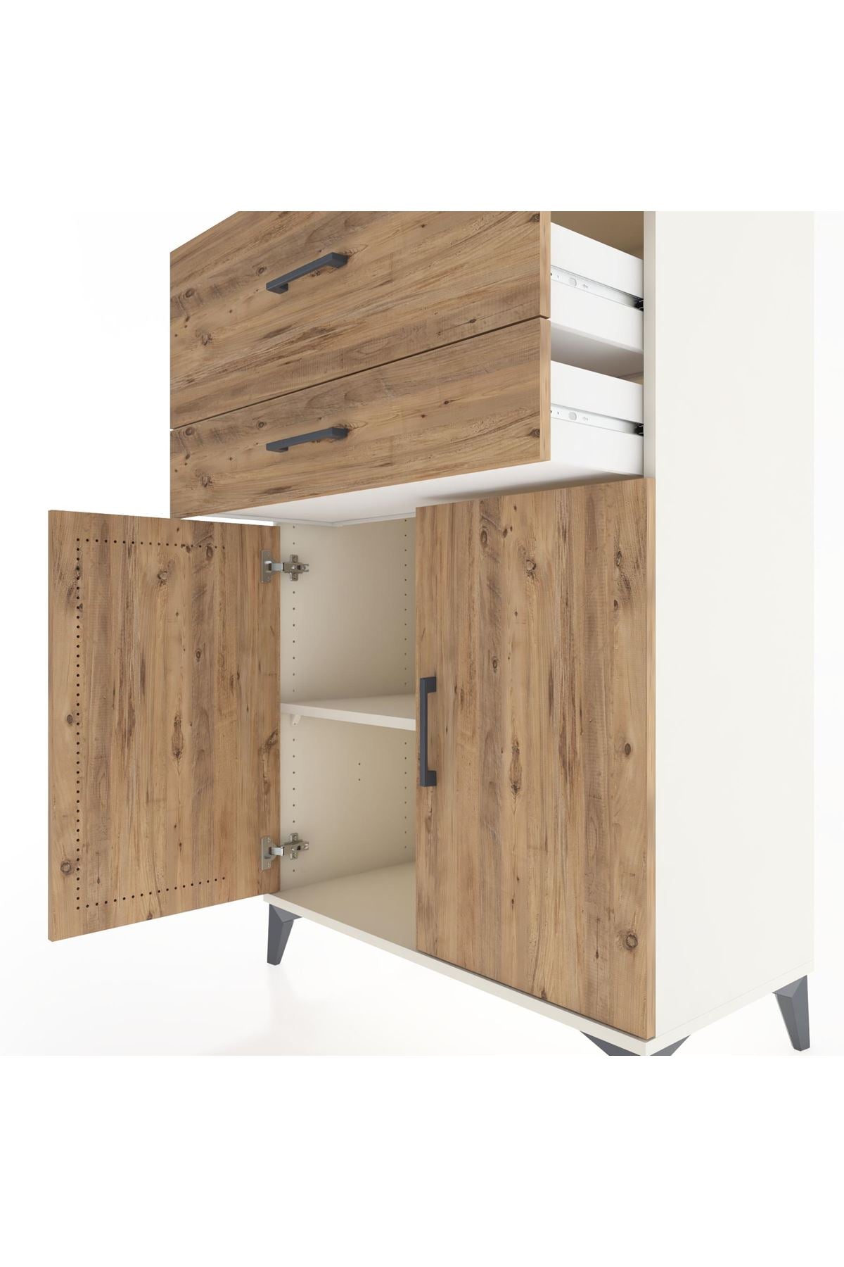 Hyperion Dolap Tek Raflı 2 Çekmeceli 2 Kapaklı 88x44x134 - S51M023V3B