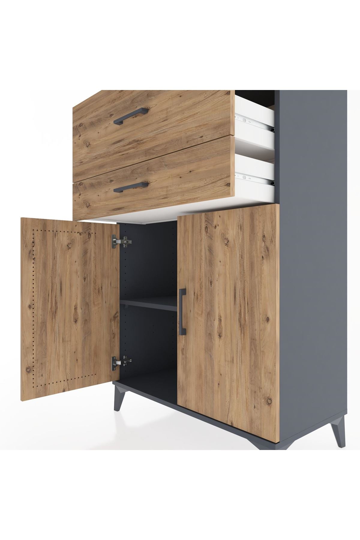 Hyperion Dolap Tek Raflı 2 Çekmeceli 2 Kapaklı 88x44x134 - S51M023V6B
