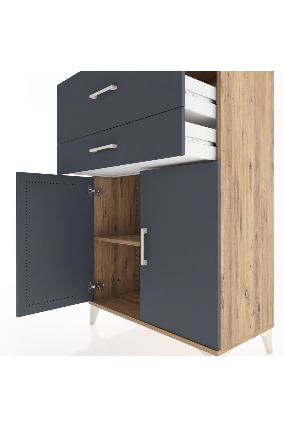 Hyperion Dolap Tek Raflı 2 Çekmeceli 2 Kapaklı 88x44x134 - S51M023V8B