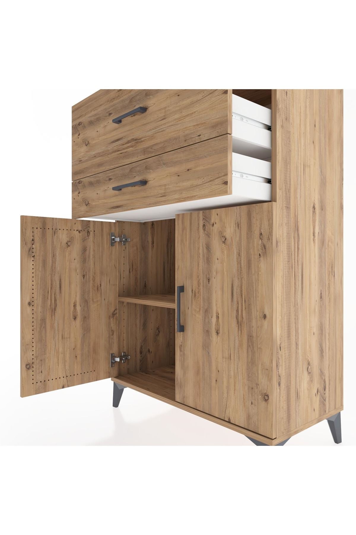 Hyperion Dolap Tek Raflı 2 Çekmeceli 2 Kapaklı 88x44x134 - S51M023V9B