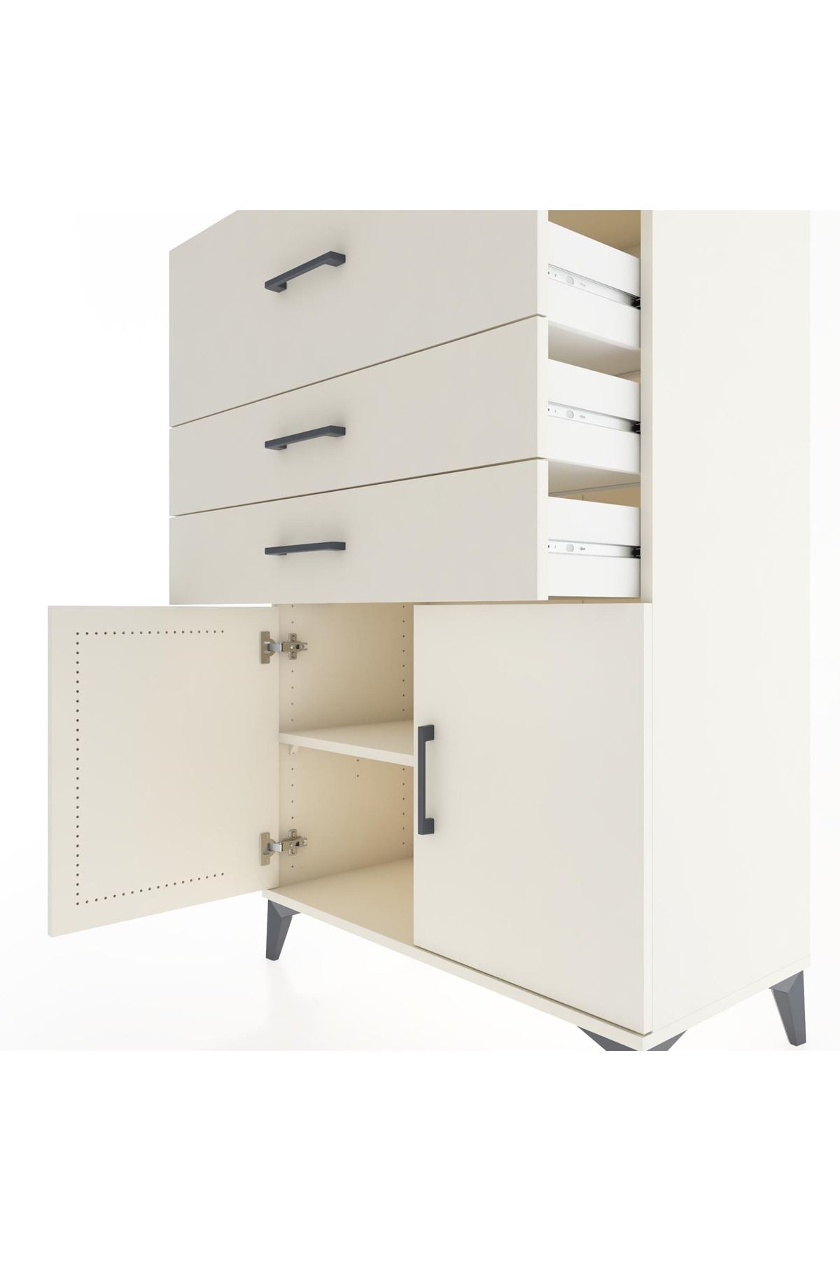 Hyperion Dolap Tek Raflı 3 Çekmeceli 2 Kapaklı 88x44x134 - S51M024V1B