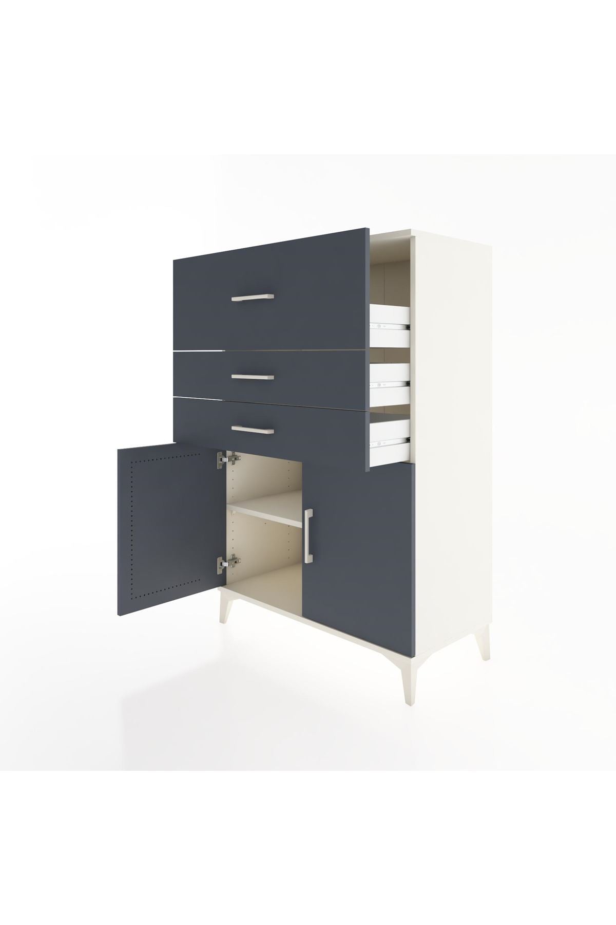 Hyperion Dolap Tek Raflı 3 Çekmeceli 2 Kapaklı 88x44x134 - S51M024V2B