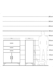 Hyperion Dolap Tek Raflı 3 Çekmeceli 2 Kapaklı 88x44x134 - S51M024V4B