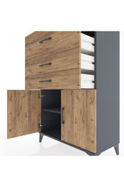 Hyperion Dolap Tek Raflı 3 Çekmeceli 2 Kapaklı 88x44x134 - S51M024V6B