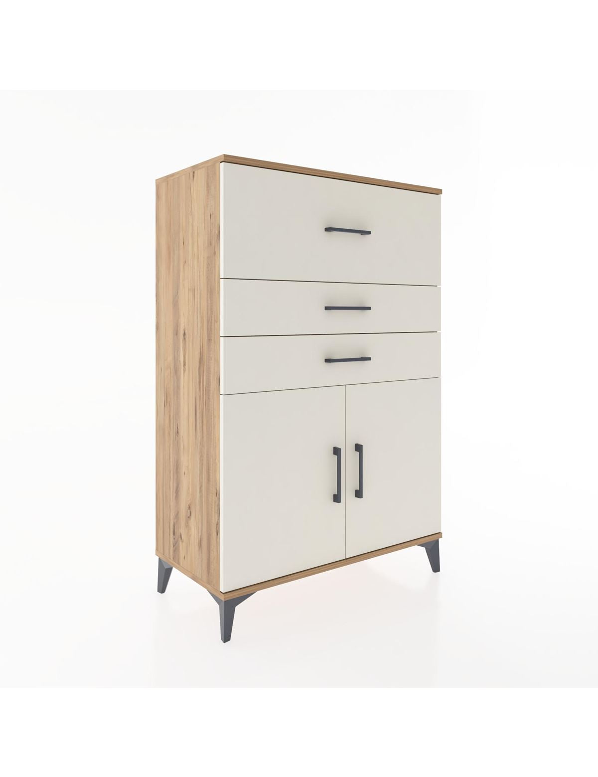 Hyperion Dolap Tek Raflı 3 Çekmeceli 2 Kapaklı 88x44x134 - S51M024V7B