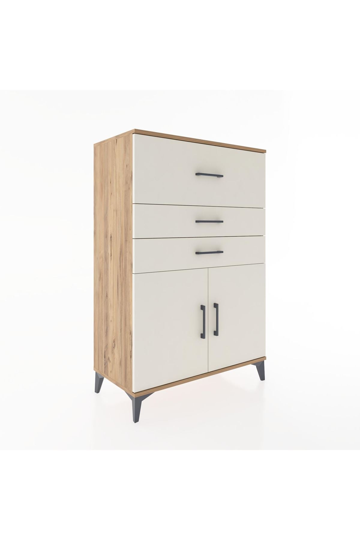 Hyperion Dolap Tek Raflı 3 Çekmeceli 2 Kapaklı 88x44x134 - S51M024V7B